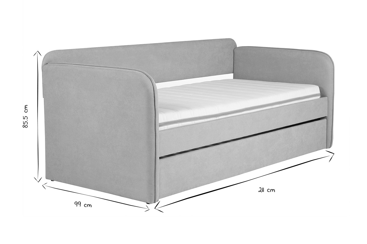 Cama nido de tela taupe 90 x 190 cm EDISON