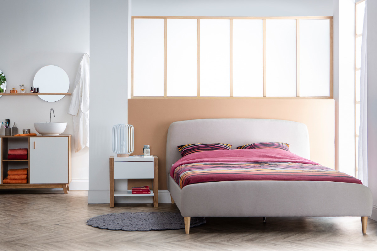 Cama nrdica 160 x 200cm tejido beige NIELS
