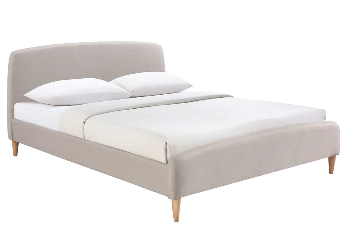 Cama nrdica 160 x 200cm tejido beige NIELS