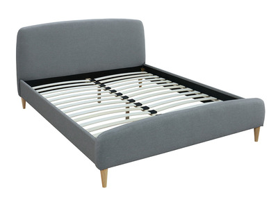 Cama n&oacute;rdica tejido gris y madera 160 x 200 NIELS