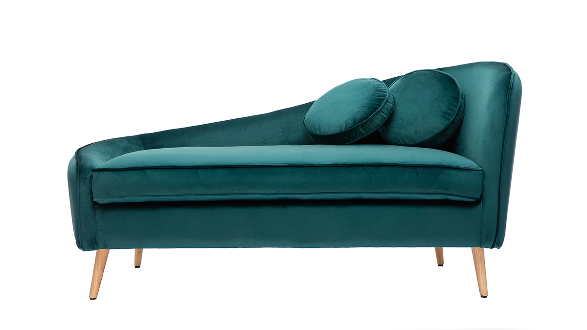 Chaise longue aterciopelada azul petrleo 160cm ICARE