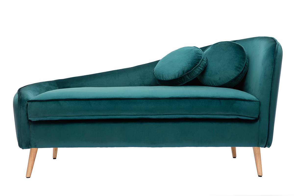 Chaise longue aterciopelada azul petrleo 160cm ICARE