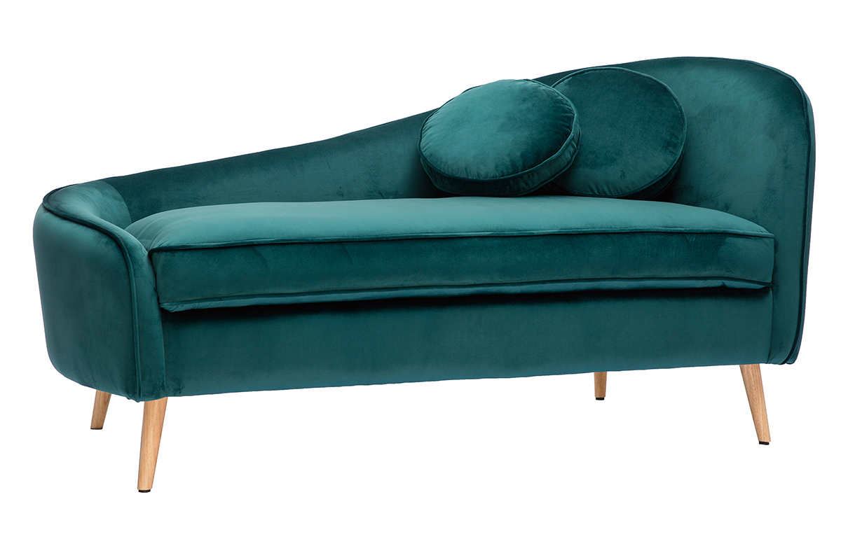 Chaise longue aterciopelada azul petrleo 160cm ICARE