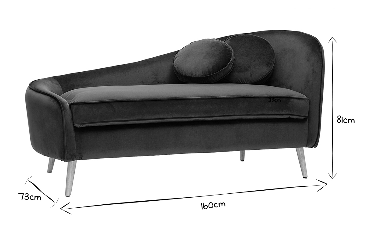 Chaise longue aterciopelada azul petrleo 160cm ICARE