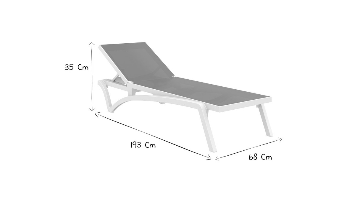 Chaise longue blanca y topo CORAIL