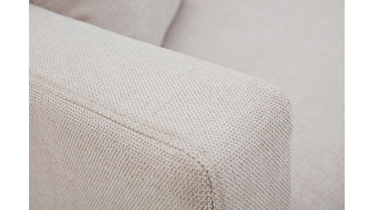 Chaise longue de tejido efecto aterciopelado texturizado beige 190cm BERTILLE