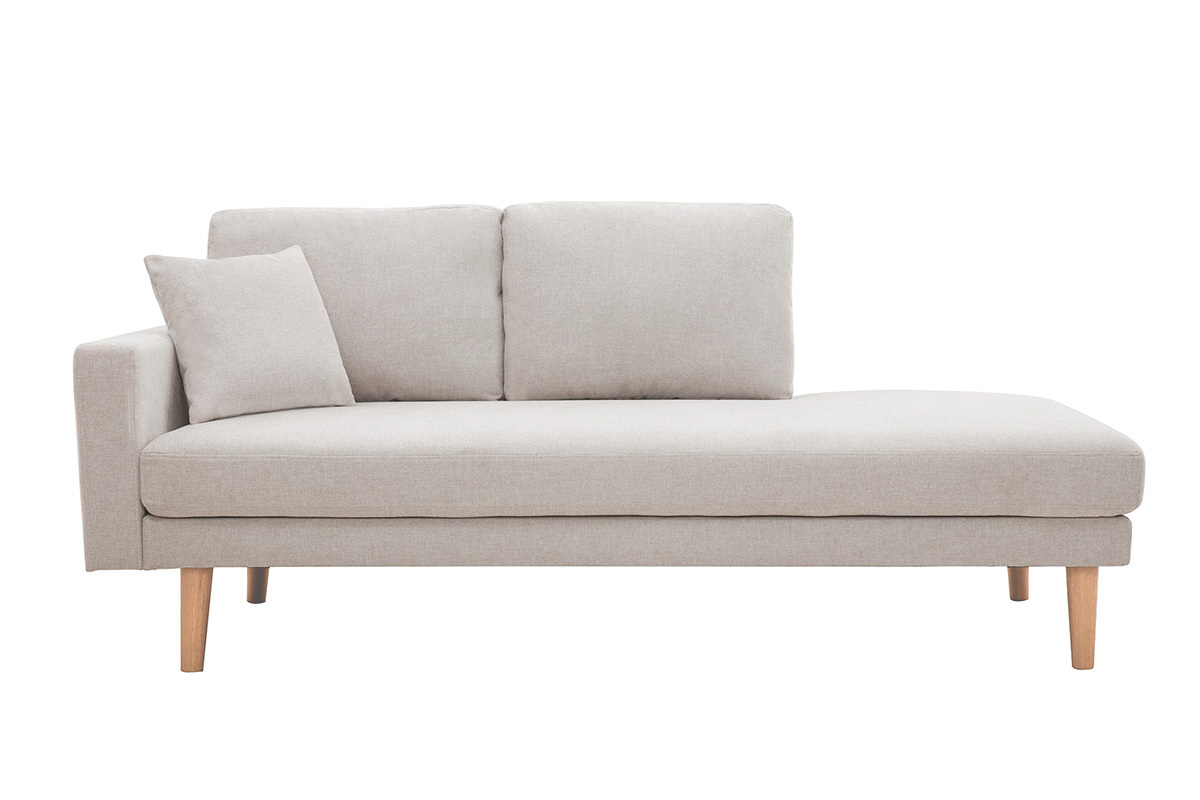 Chaise longue de tejido efecto aterciopelado texturizado beige 190cm BERTILLE