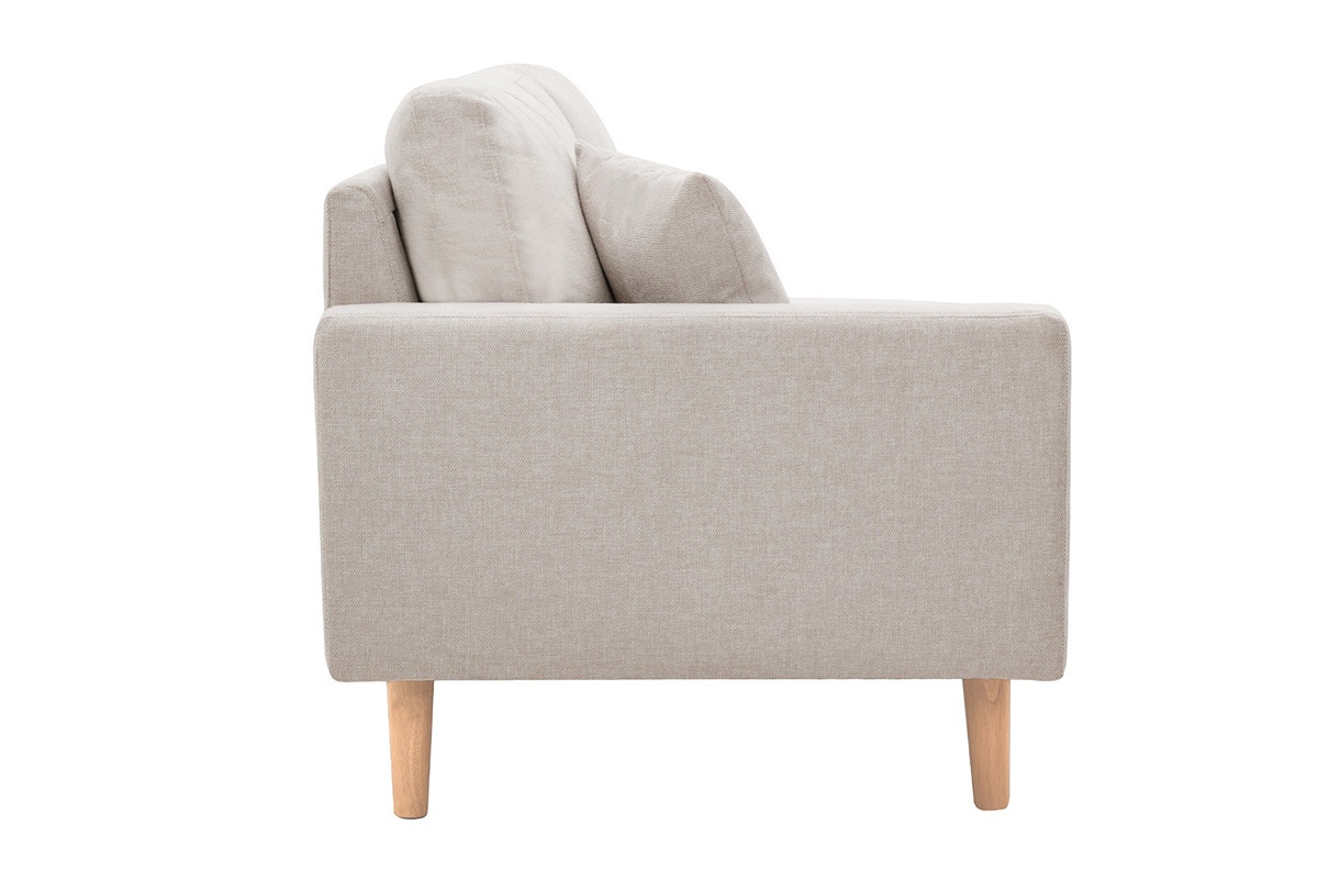 Chaise longue de tejido efecto aterciopelado texturizado beige 190cm BERTILLE