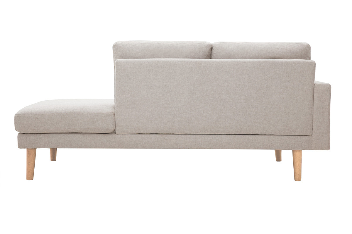 Chaise longue de tejido efecto aterciopelado texturizado beige 190cm BERTILLE