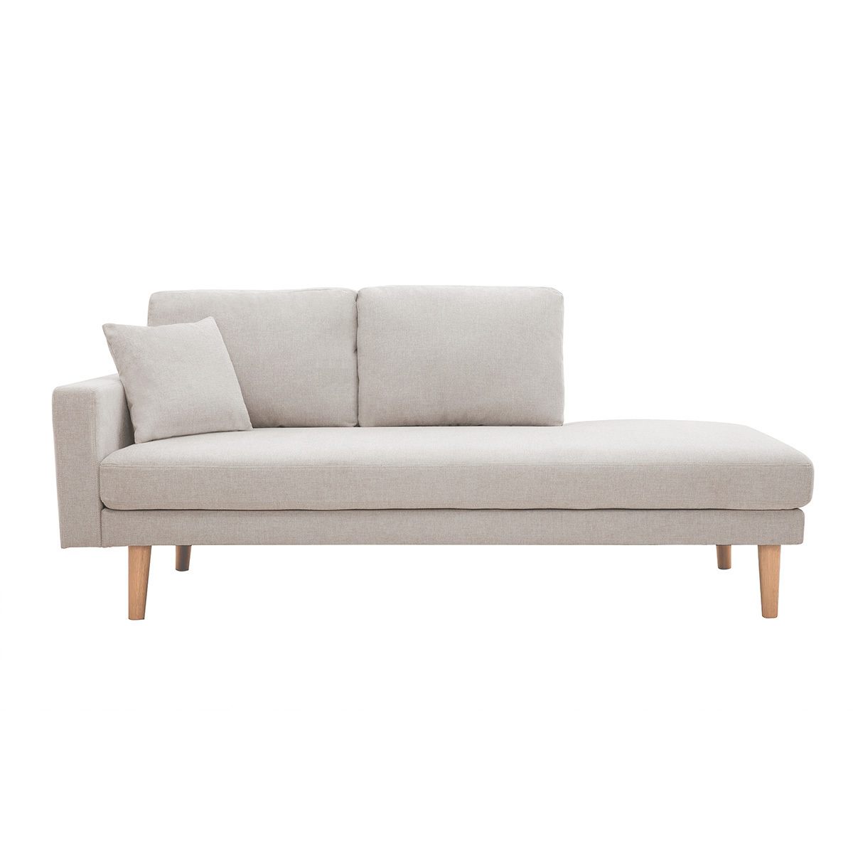 Chaise longue de tejido efecto aterciopelado texturizado beige 190 cm BERTILLE