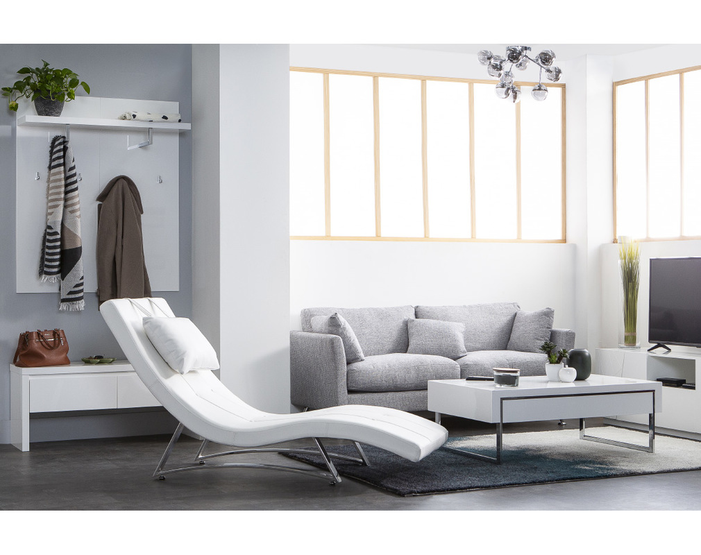 Chaise longue diseño blanco MONACO - Dos Chaise longue diseño blanco MONACO