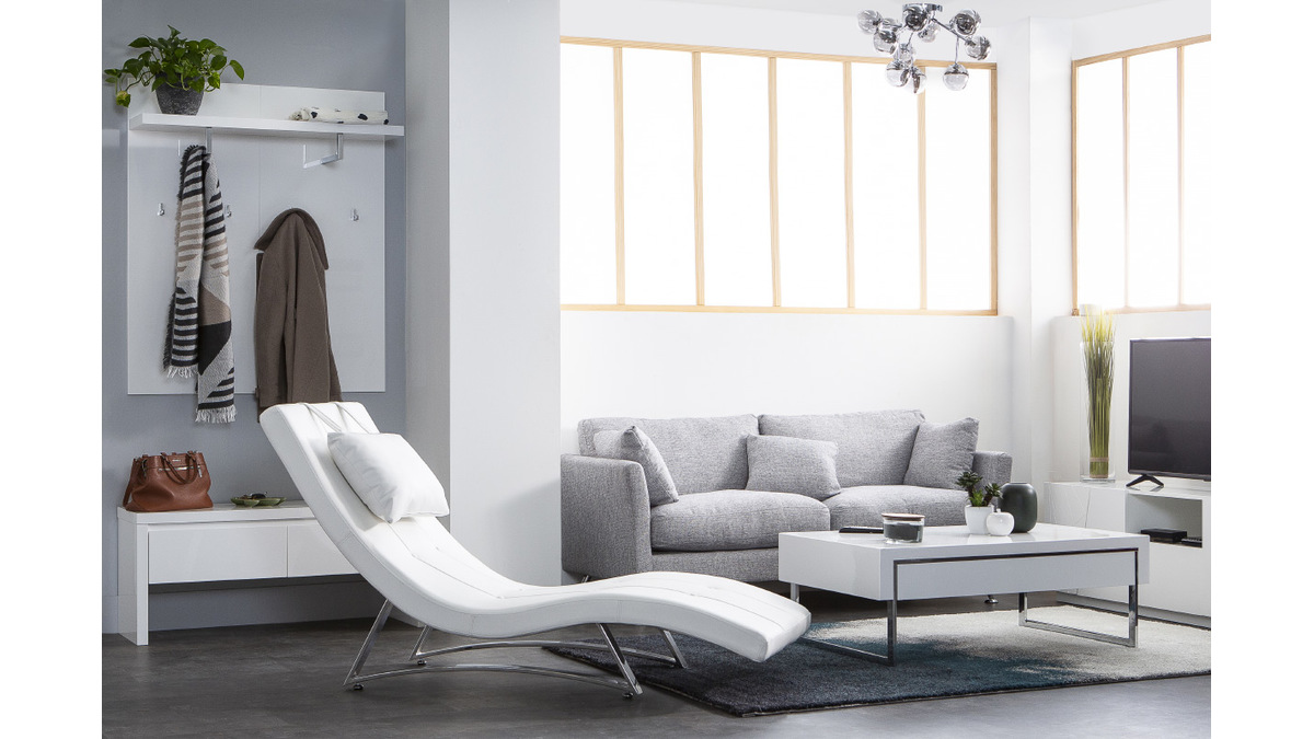 Chaise longue diseño blanco MONACO Miliboo