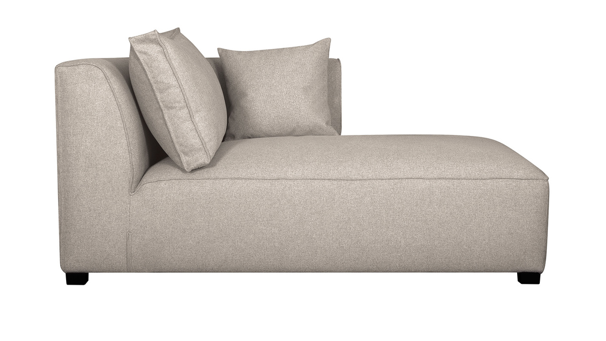 Chaise longue esquina derecha en tejido beige PLURIEL