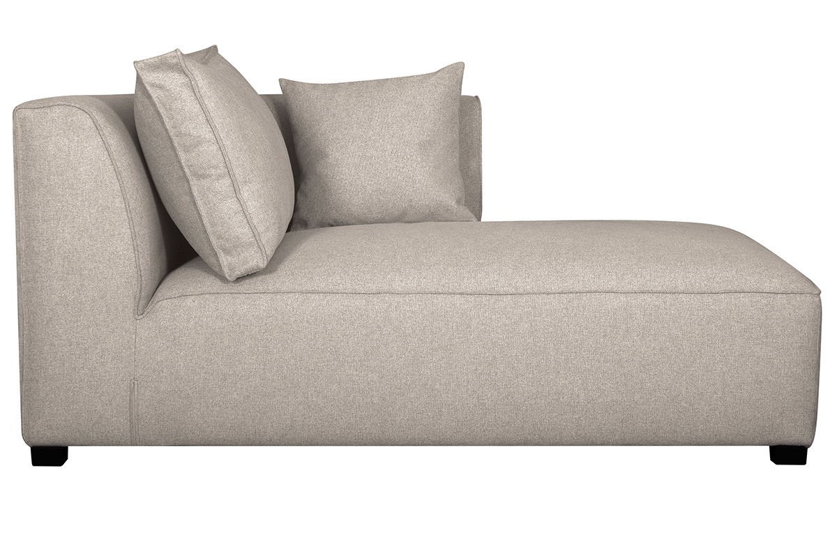 Chaise longue esquina derecha en tejido beige PLURIEL