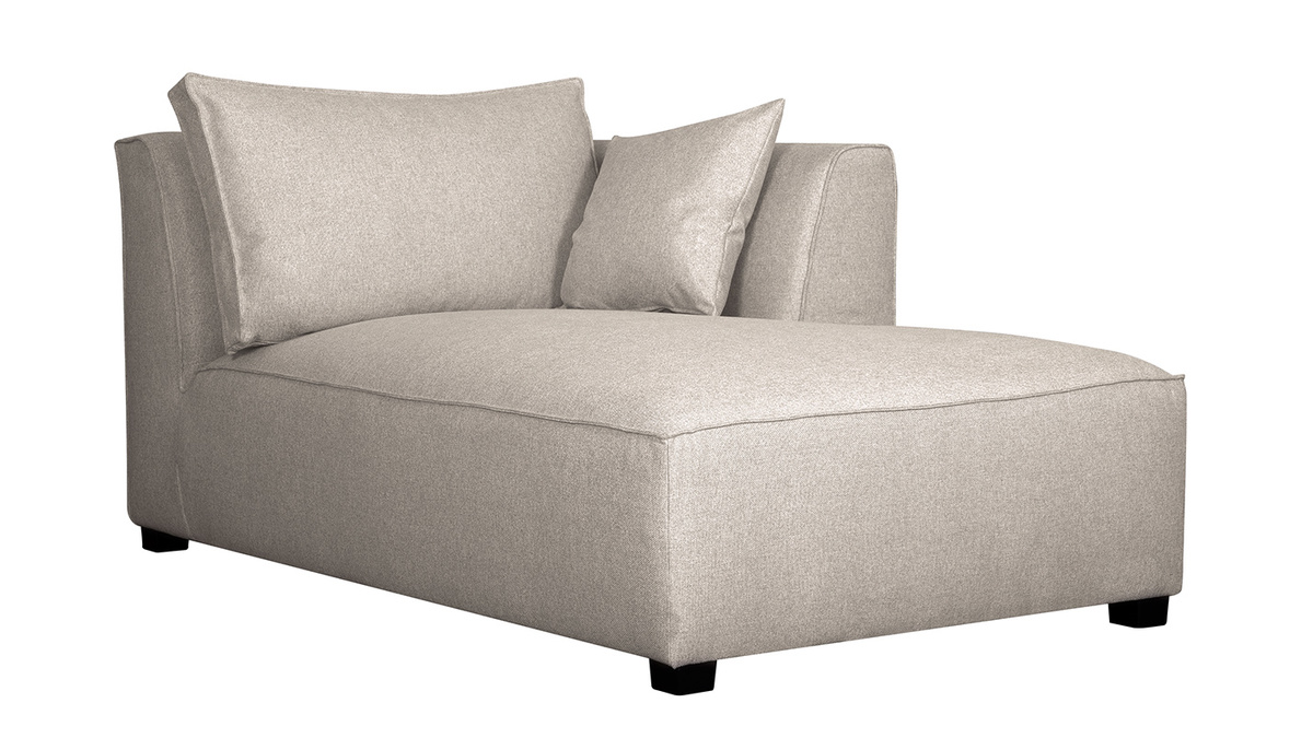 Chaise longue esquina derecha en tejido beige PLURIEL