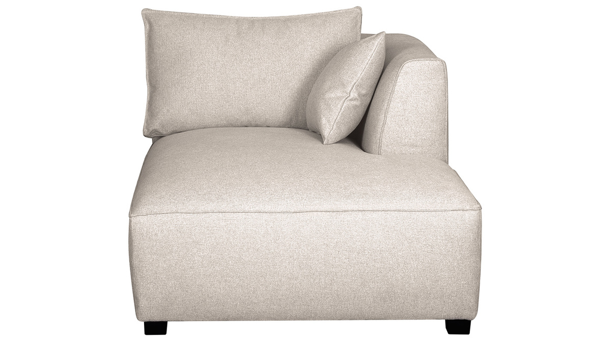 Chaise longue esquina derecha en tejido beige PLURIEL