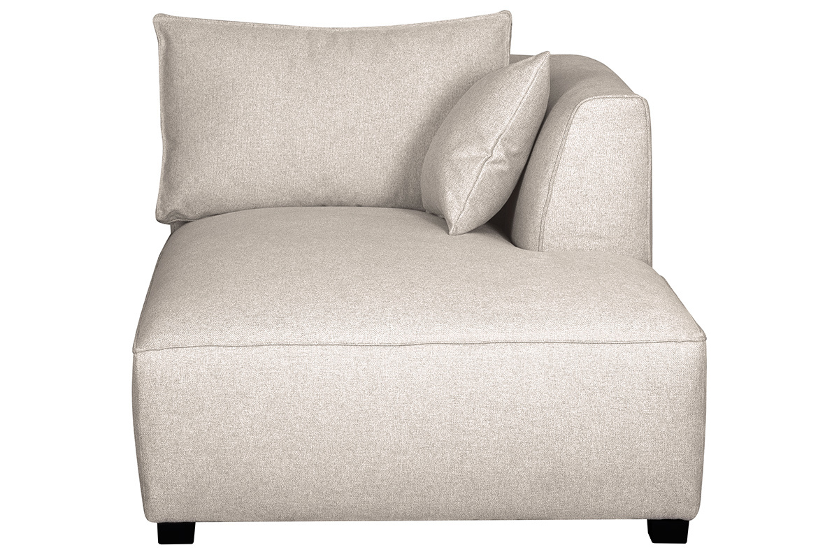 Chaise longue esquina derecha en tejido beige PLURIEL