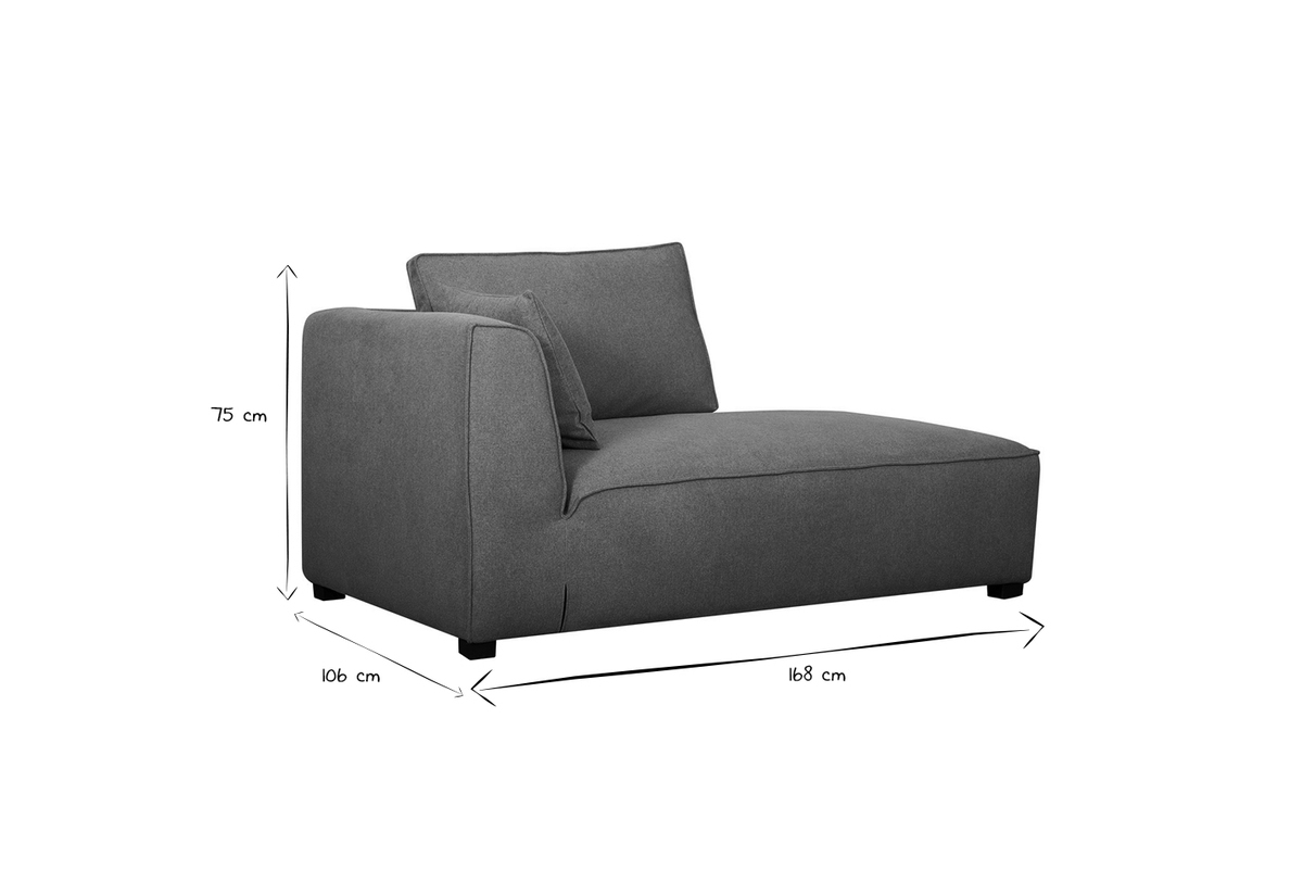 Chaise longue esquina derecha en tejido beige PLURIEL