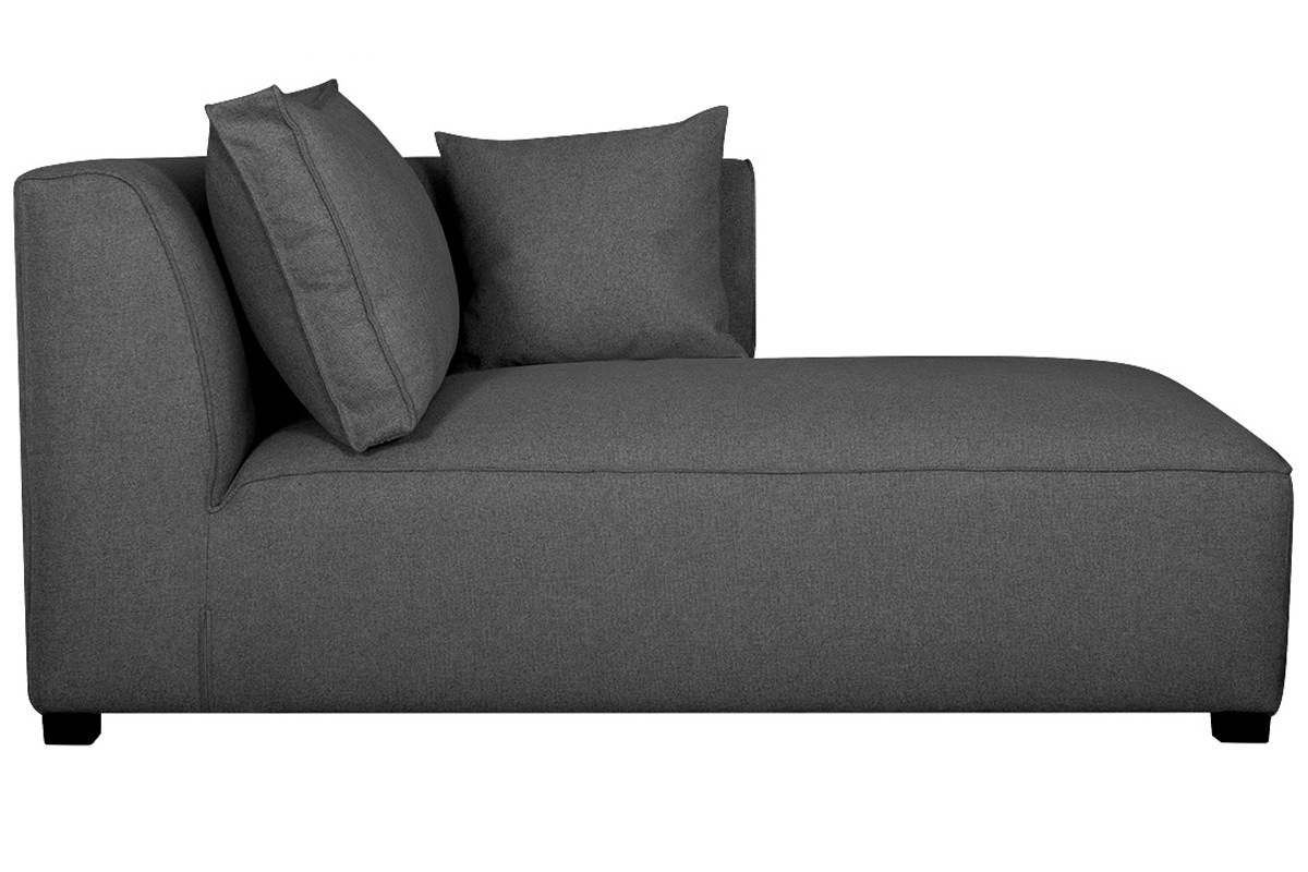 Chaise longue esquina derecha en tejido gris antracita PLURIEL