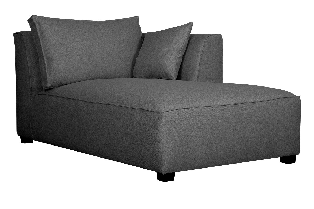 Chaise longue esquina derecha en tejido gris antracita PLURIEL