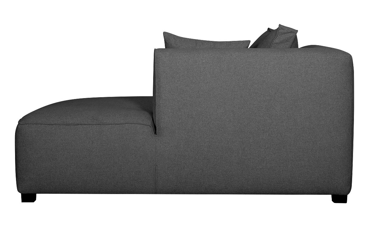 Chaise longue esquina derecha en tejido gris antracita PLURIEL