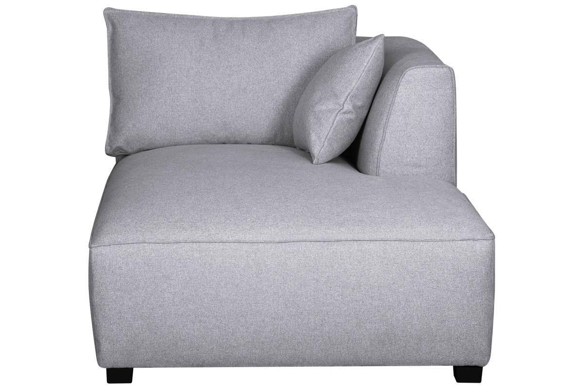 Chaise longue esquina derecha en tejido gris claro  PLURIEL