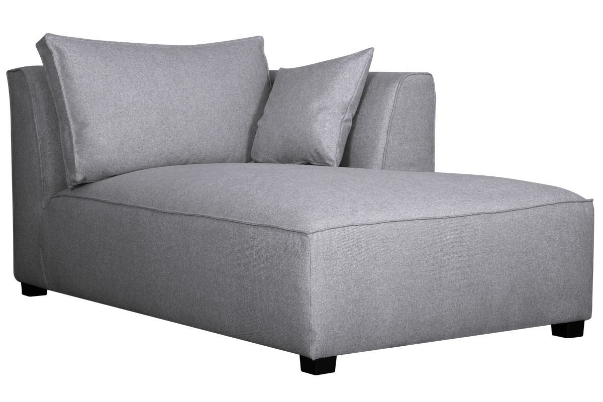 Chaise longue esquina derecha en tejido gris claro  PLURIEL