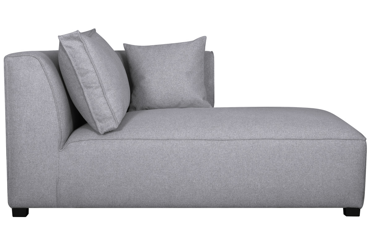 Chaise longue esquina derecha en tejido gris claro  PLURIEL