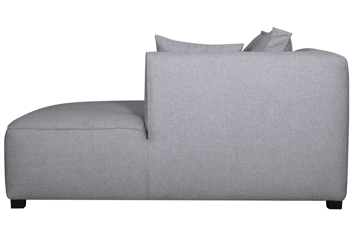 Chaise longue esquina derecha en tejido gris claro  PLURIEL