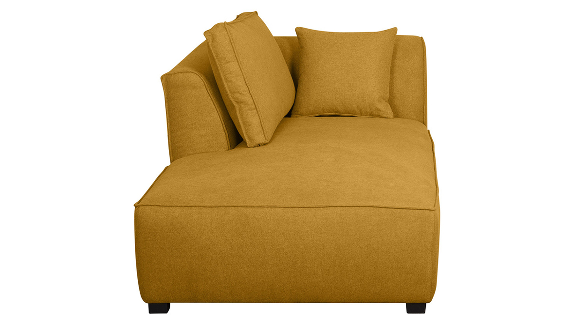 Chaise longue esquina izquierda de tejido amarillo comino PLURIEL