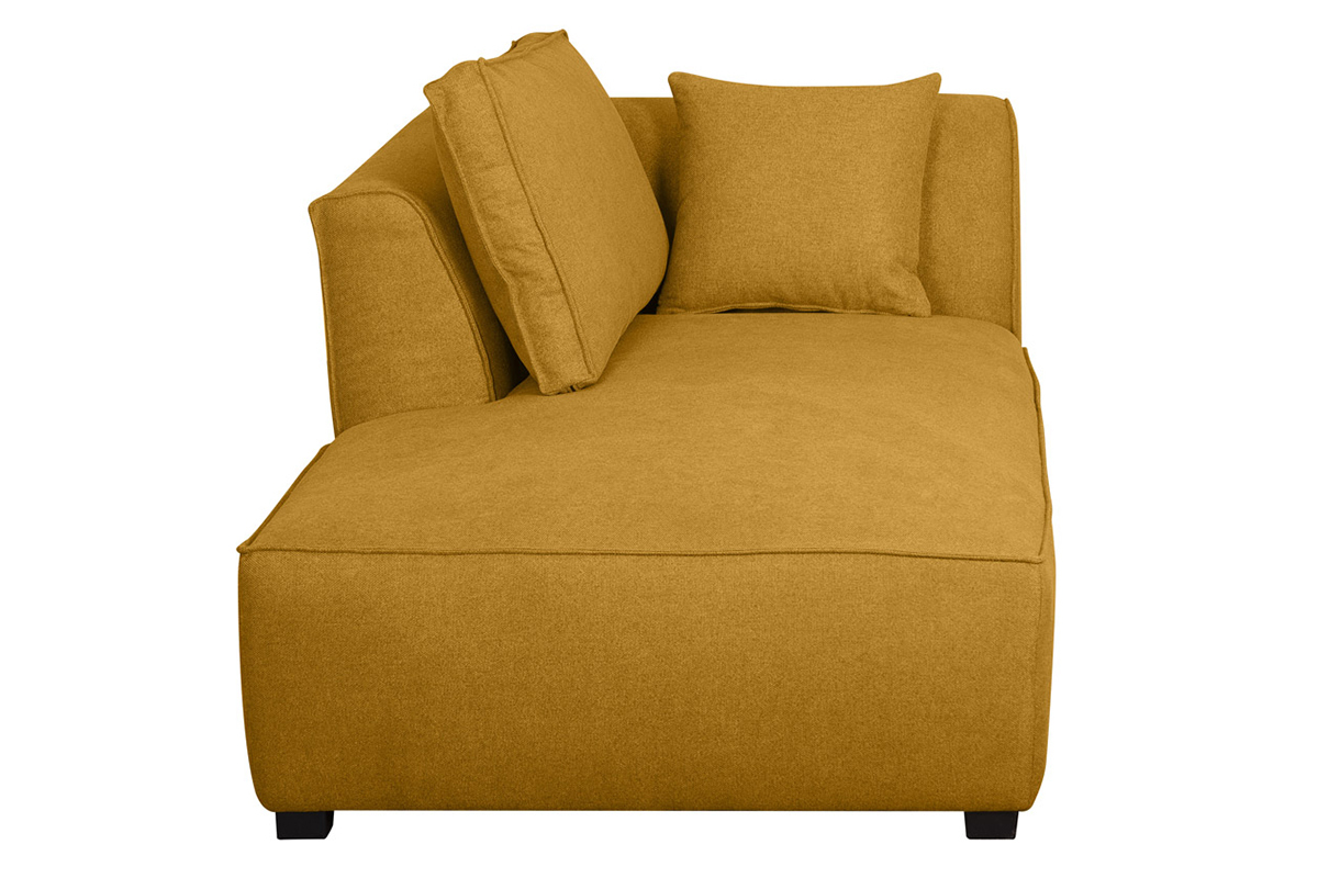 Chaise longue esquina izquierda de tejido amarillo comino PLURIEL