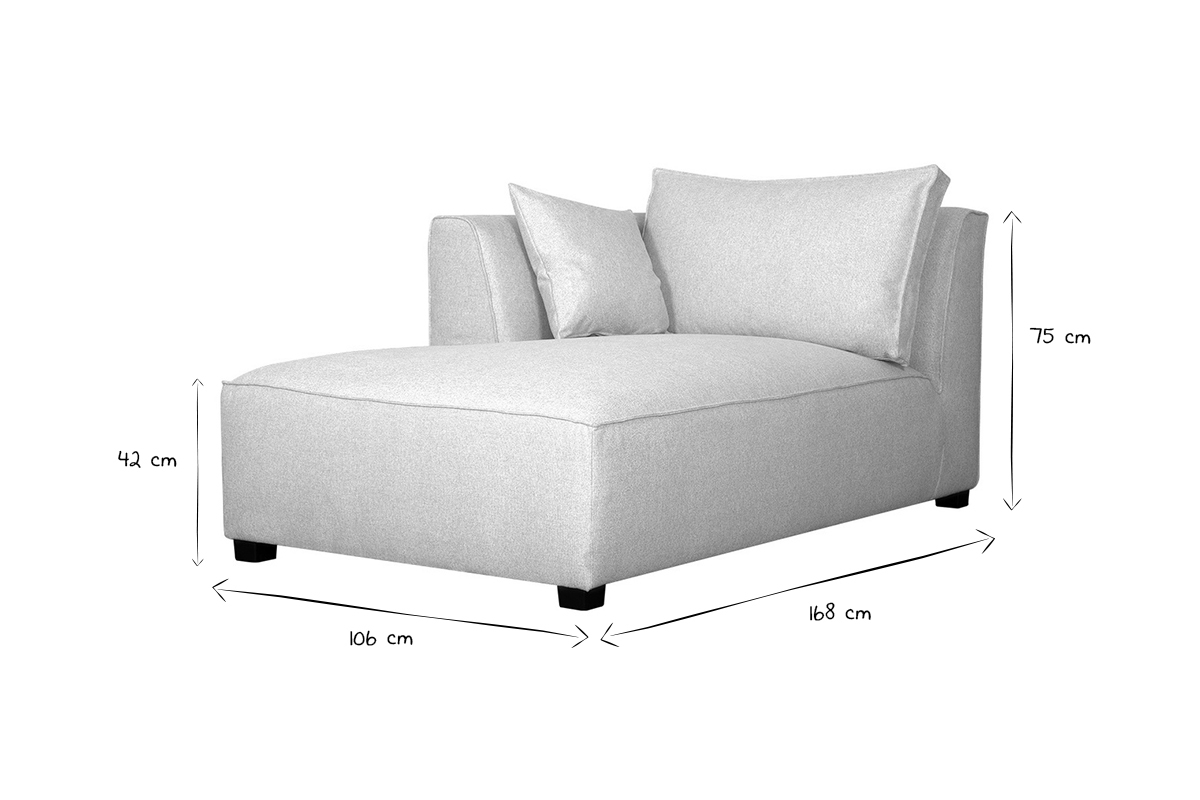 Chaise longue esquina izquierda tejido beige PLURIEL