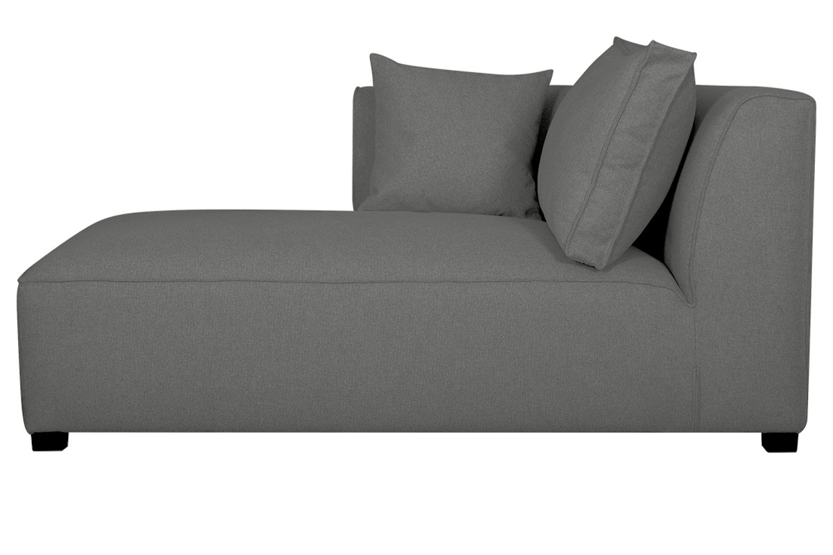 Chaise longue esquina izquierda tejido gris antracita PLURIEL