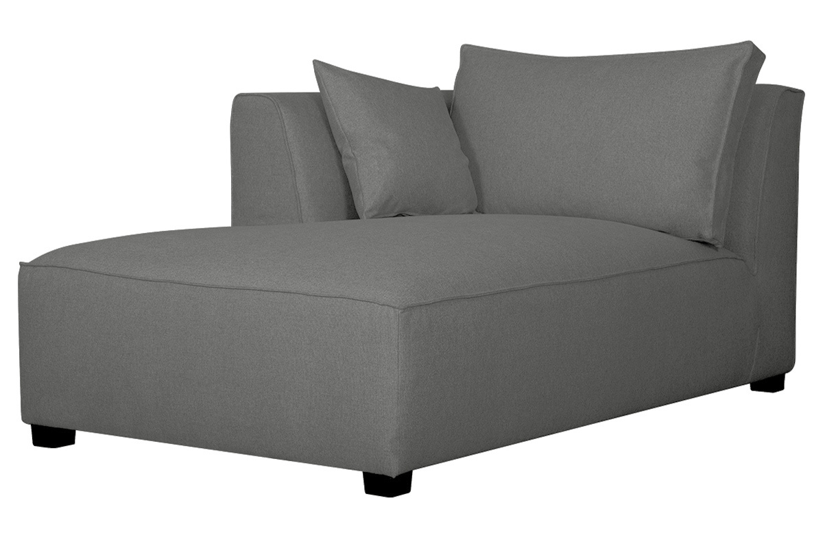 Chaise longue esquina izquierda tejido gris antracita PLURIEL