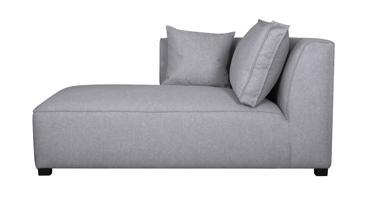 Chaise longue esquina izquierda tejido gris perla PLURIEL Miliboo