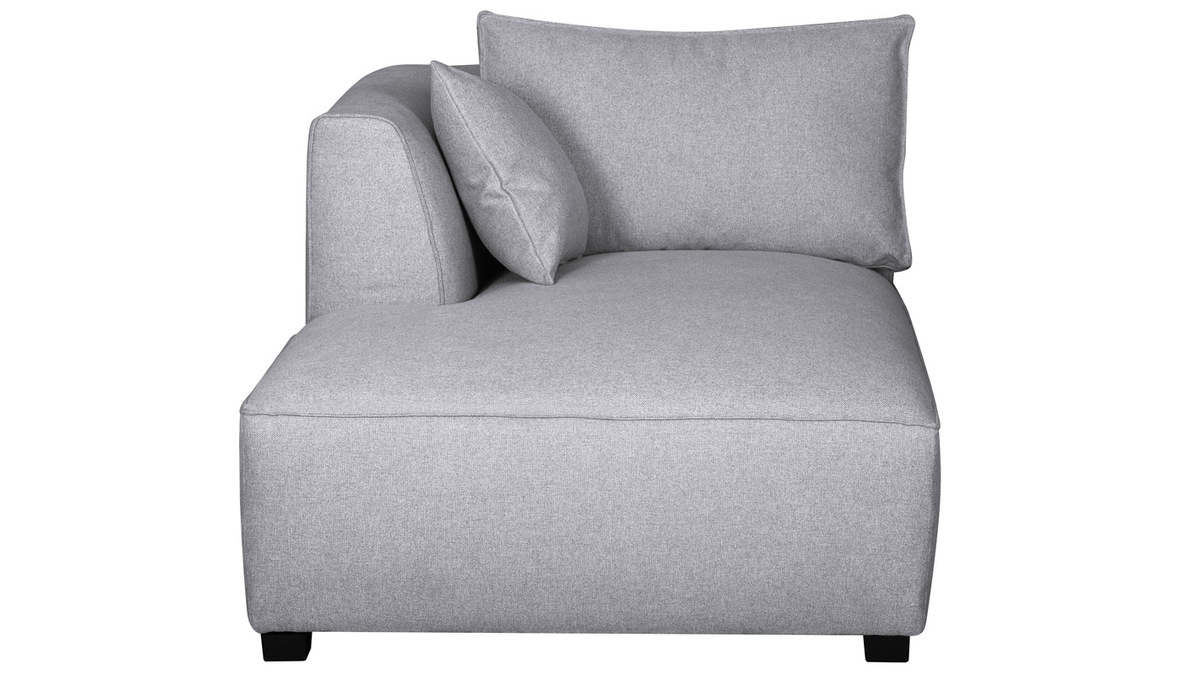 Chaise longue esquina izquierda tejido gris perla PLURIEL Miliboo