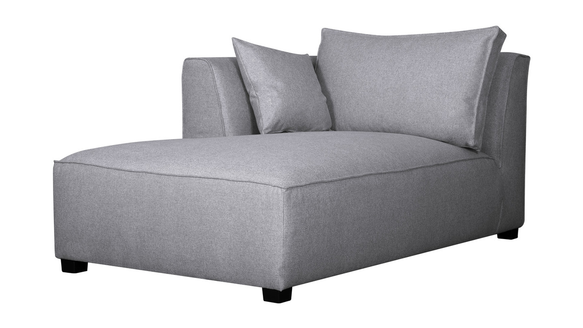 Chaise longue esquina izquierda tejido gris perla PLURIEL Miliboo