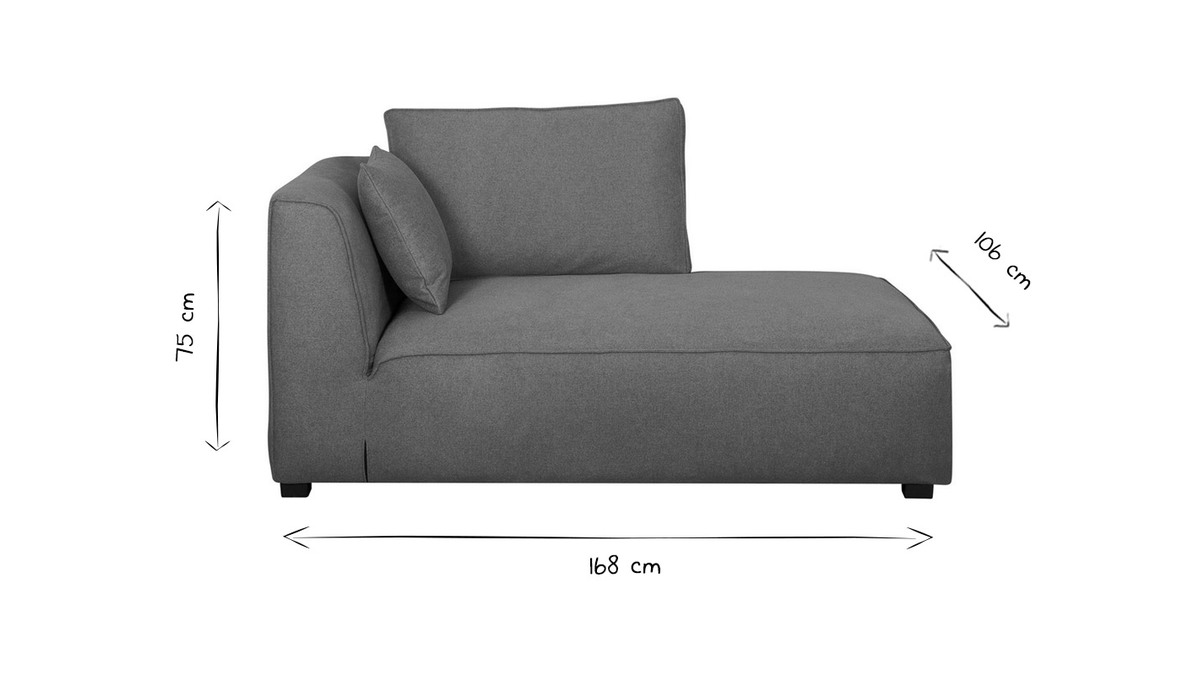 Chaise longue esquina izquierda tejido gris perla PLURIEL Miliboo