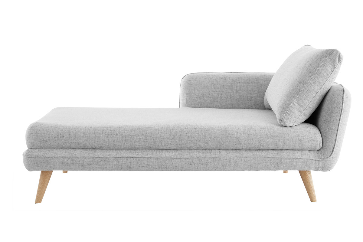 Chaise longue izquierda en tejido gris claro jaspeado CREEP