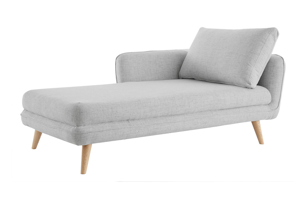 Chaise longue izquierda en tejido gris claro jaspeado CREEP