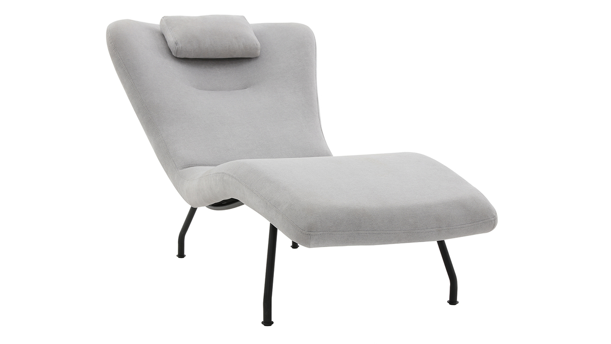 Chaise longue moderna terciopelo gris claro FLOW