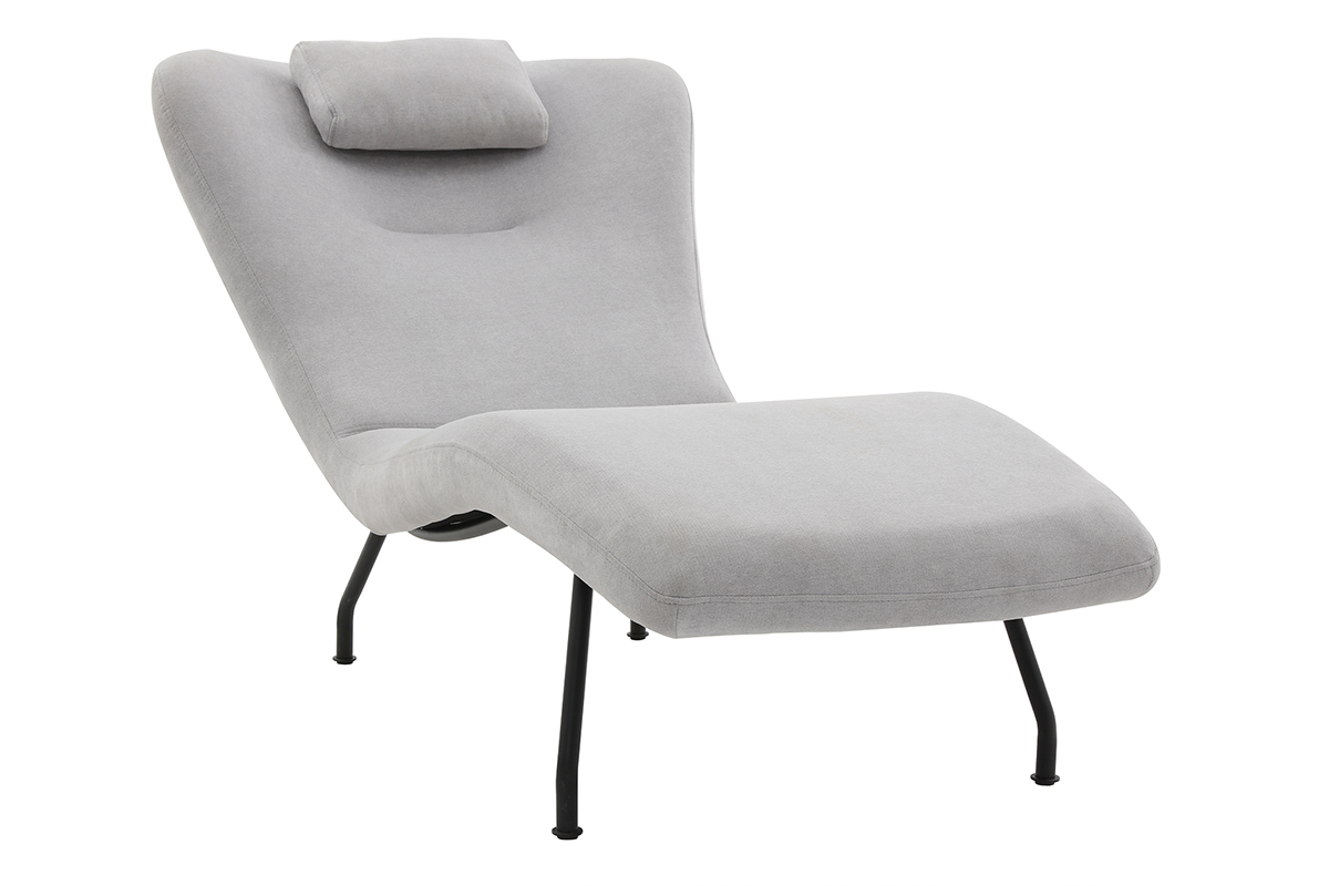 Chaise longue moderna terciopelo gris claro FLOW