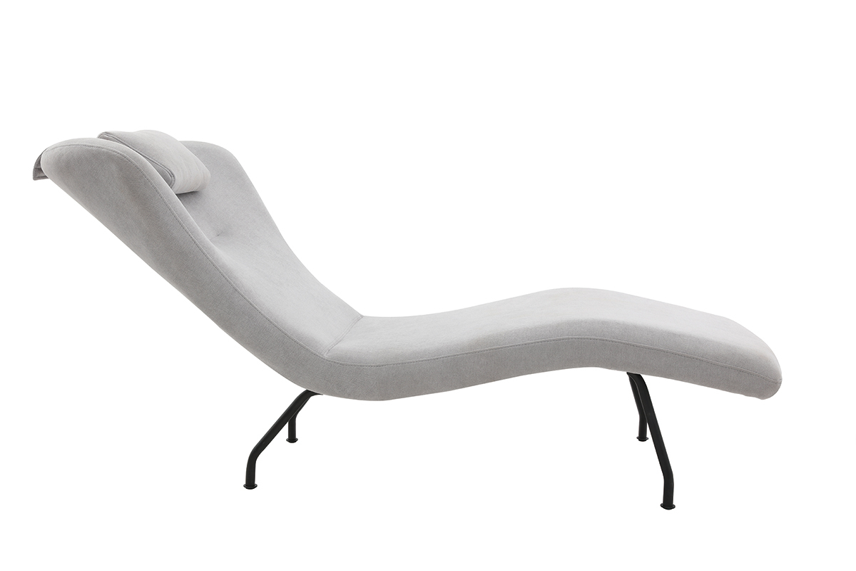 Chaise longue moderna terciopelo gris claro FLOW