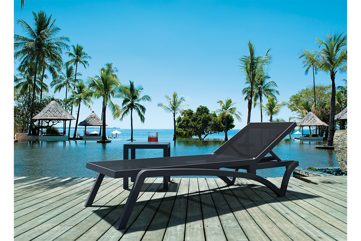 Chaise longue negro y antracita CORAIL