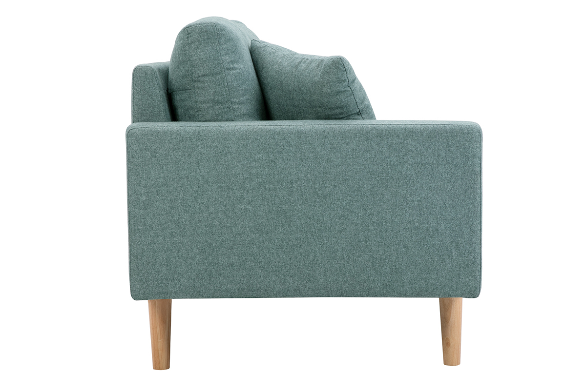 Chaise longue nrdica de tela verde grisceo y madera maciza clara 190 cm BERTILLE