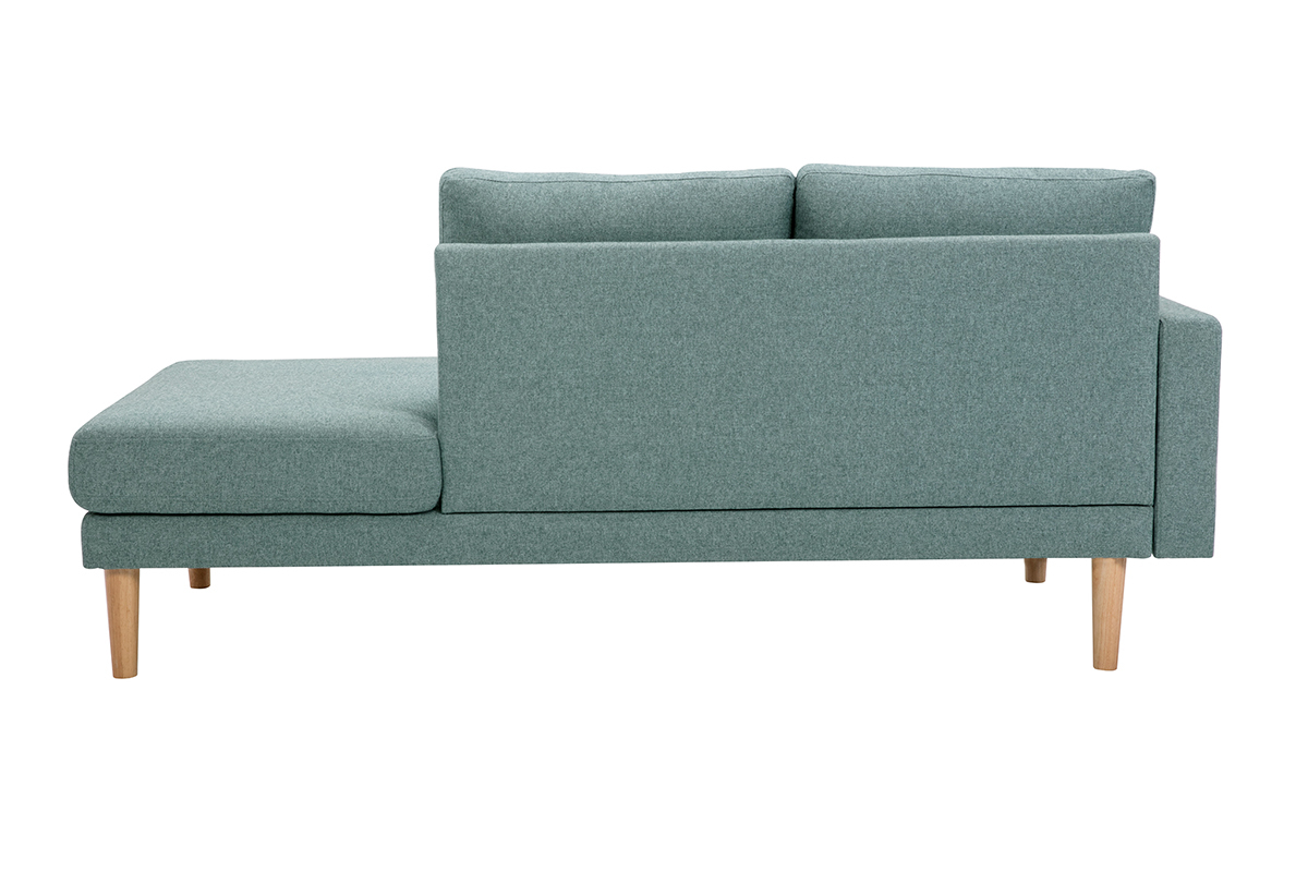 Chaise longue nrdica de tela verde grisceo y madera maciza clara 190 cm BERTILLE