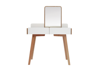 Coiffeuse moderne avec miroir et rangements bois et blanc TAYA - Coiffeuse moderne avec miroir et rangements bois et blanc TAYA