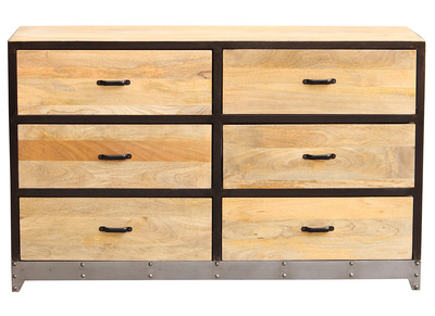 Cómoda 6 cajones madera y metal INDUSTRIA