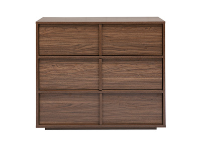 C&oacute;moda acabado madera oscura nogal 3 cajones L90 cm LOTHAIRE