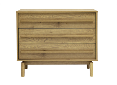 C&oacute;moda acabado madera roble 3 cajones L90 cm YSEULT